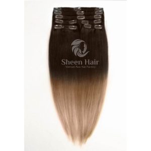 22 inch Clip in Ombre Root Brown and Blond  - Best hair extensions set