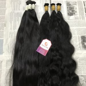 Premium Raw Hair Bulk Bundles - Unleash Your Hair's Potential: Natural Straight & Natural Wavy #1B Black