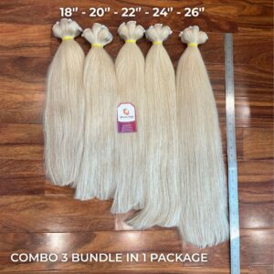 machine weft blond hair Premium package1