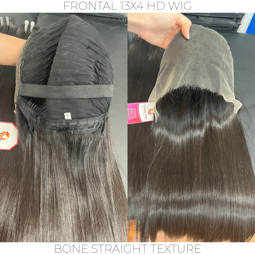 FRONTAL WIG HD LACE 13X4 BONE STRAIGHT NATURAL BLACK COLOR