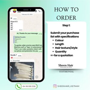 how to order from Sheen hair Vietnam factory