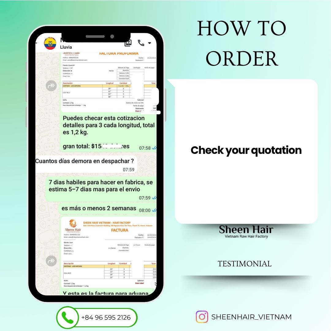 how to order from Sheen hair Vietnam factory