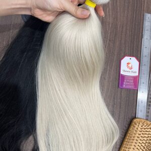 Premium Machine weft blond 10 shade Luxury Level 10+ Platinblonde Maschinenhaar-Extensions – Sheen Hair Vietnam