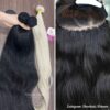 Stylist installing a Natural Black Machine Weft using beaded track method