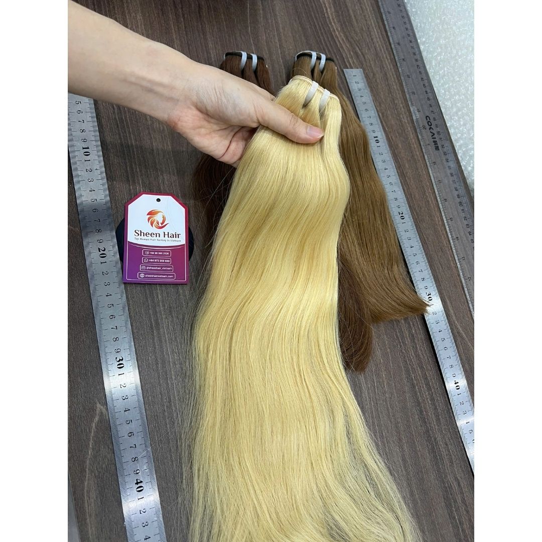 Weft Bundle Blonde Tone - Silky 20-Inch Hair - Best Cold-Bleaching Technique 2 Weft Bundle Blonde Tone