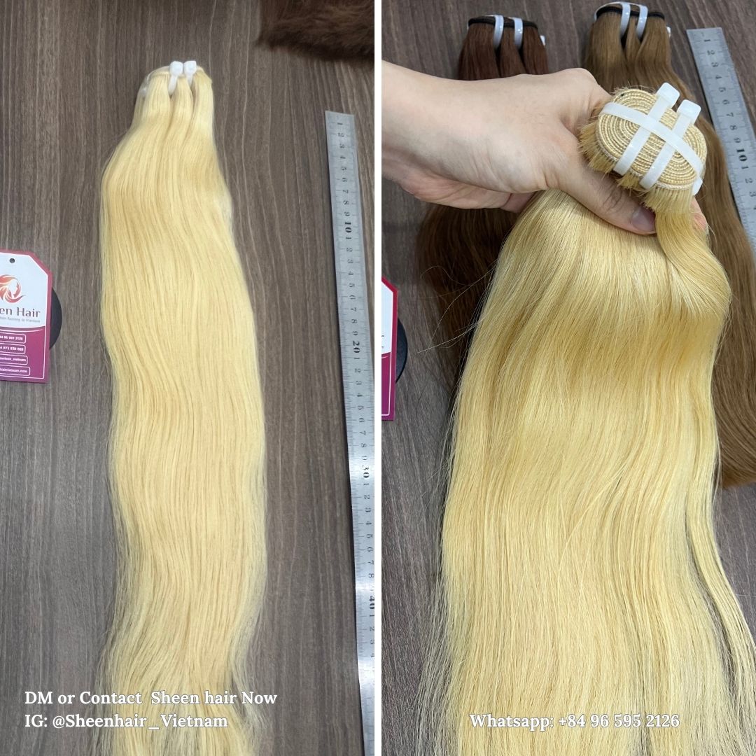 Weft Bundle Blonde Tone - Silky 20-Inch Hair - Best Cold-Bleaching Technique 9 Weft Bundle Blonde Tone