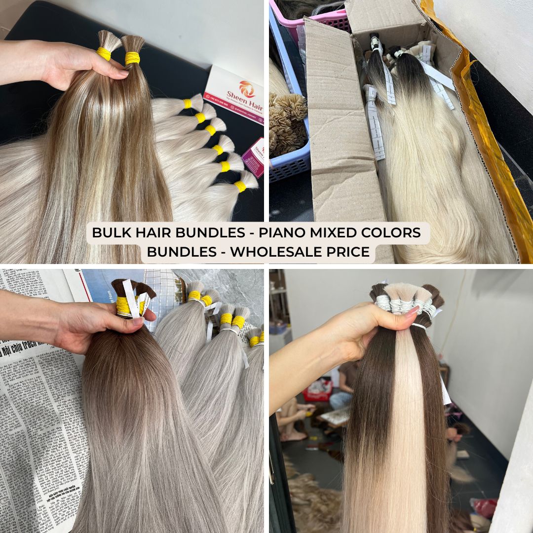 bulk hair bundle balayage Ombre piano mixed color blond human hair extensiones de cabello balayage