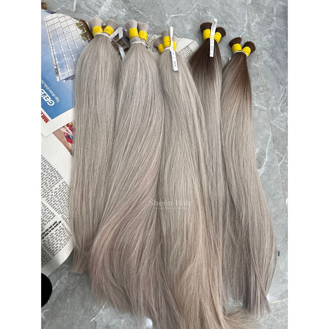 Extension de cabello ombré cenizo - 24 pulgadas - Best custom silver color 4 Ombré-Haarverlängerungen in Silber