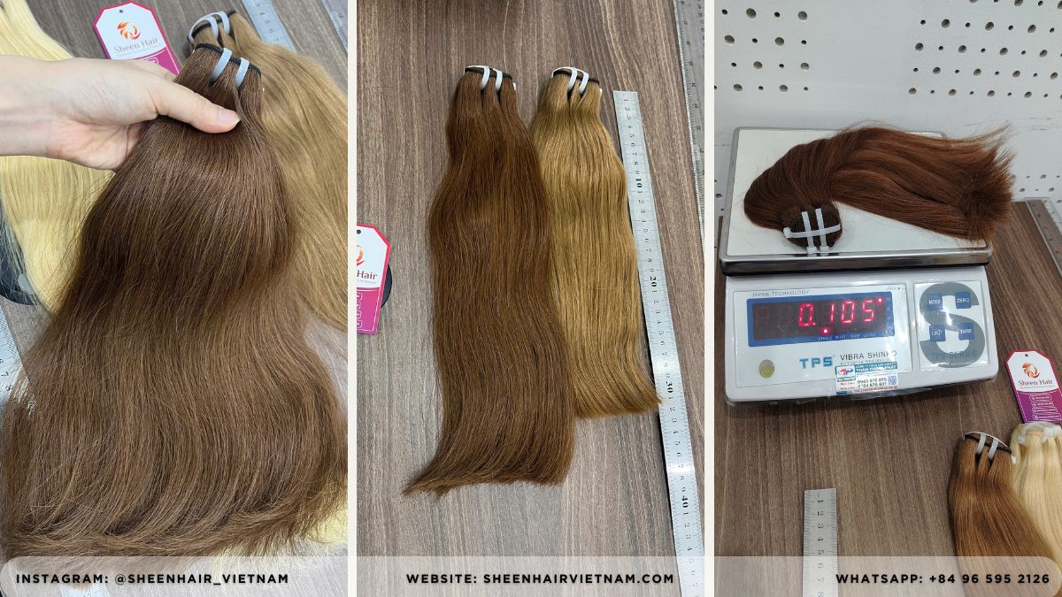 Wholesale Machine Weft Hair #6 Brown Extensions 12 Inch (30cm) | 100% Best Raw Human Hair Factory 9 Quality check weight and length QC Machine Weft Hair #6 Brown Extensions
