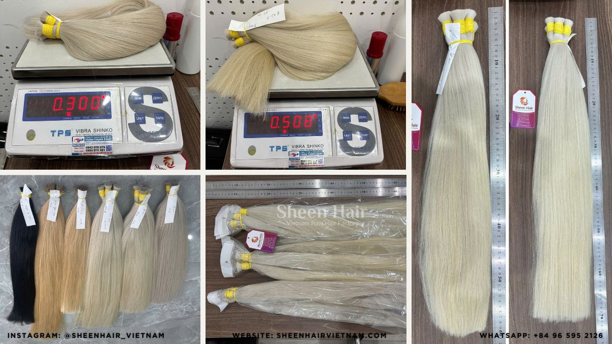 Bulk Blond Hair Extensions: 7 Unbeatable Reasons Salons Buy in 2026 13 Raw vietnamese hair factory worker inspecting 613 bulk hair extensions 70 cm