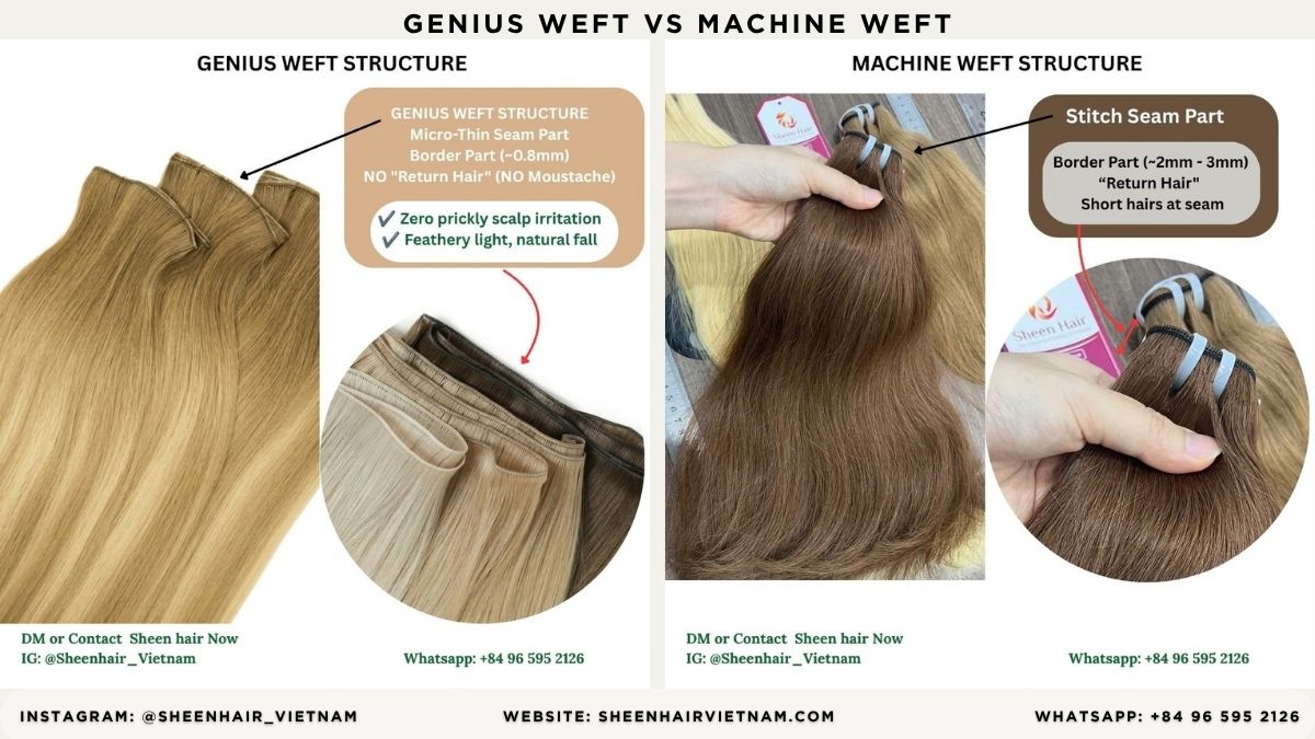 Genius Weft vs Machine Weft: 7 Powerful Secrets to Skyrocket Salon Retention in 2026 4 Genius weft vs machine weft