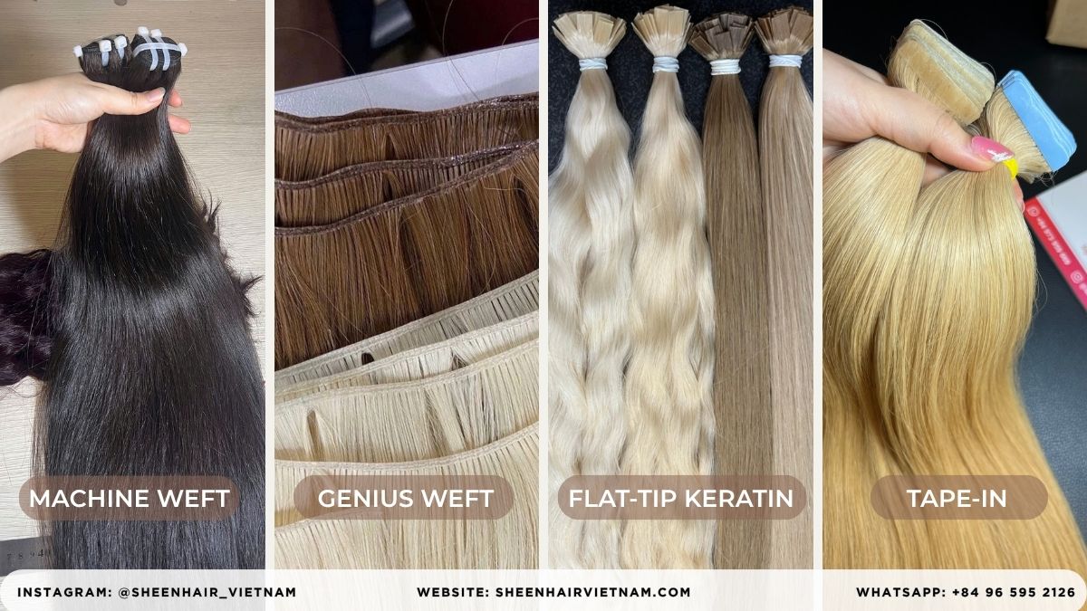 Extension methods - Machine Weft vs Genius Weft vs Flat-Tip vs. Tape-In: 4 Top Salon Extension Methods 4 Machine Weft vs Genius Weft vs Flat-Tip vs Tape-In hair extension comparison EXTENSION METHODS