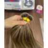 Nano ring hair extensions piano custom color: 5 Elite Advantages 10 Close-up view of precision Italian keratin nano tips displaying custom piano color ratios - Nano Ring Hair Extensions