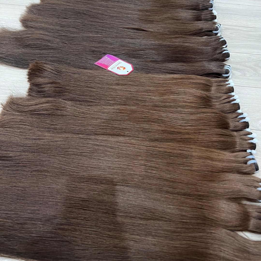 Machine Weft Bundles Brown #6: Premium Raw Hair Bundles - Best Hair Color 6 Machine Weft Bundles Brown #6