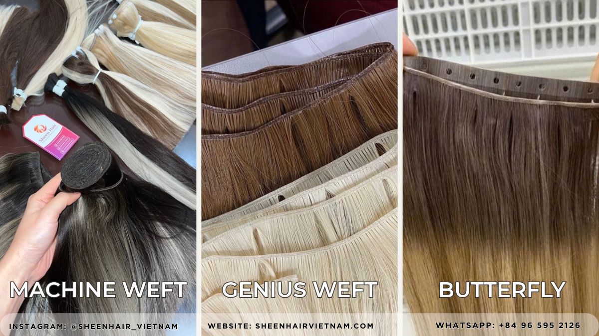 Butterfly Weft Extensions 2026: Compare Butterfly Weft vs Genius vs Machine Weft - Stock raw Vietnamese hair 5 3 TYPES OF WEFT COMPARISON BUTTERFLY WEFT EXTENSIONS